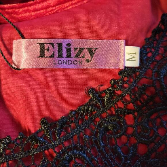 NWT Ruby Red Velvet & Black Lace Maxi‎ Dress Whimsigoth Gothic Witchy Party - M - Picture 7 of 8